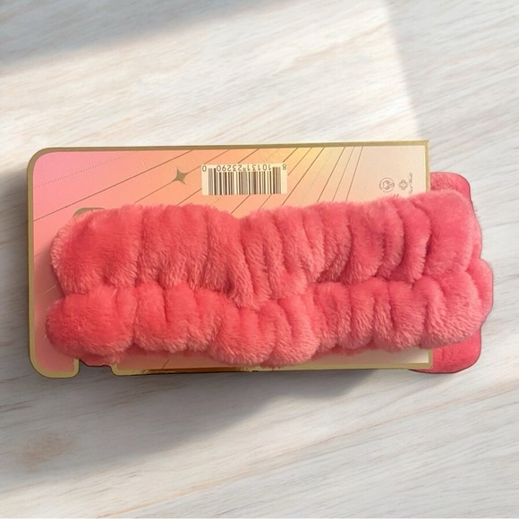 Pink Plush Spa Head Band Pearl Embellishments - Picture 2 of 3